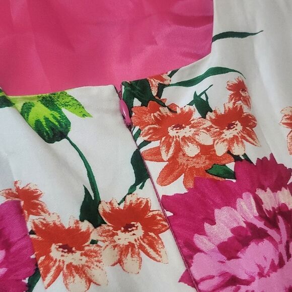 Eliza J Floral Spring Pink & White Bow Belt Scoop-Neck Dress - Picture 8 of 11